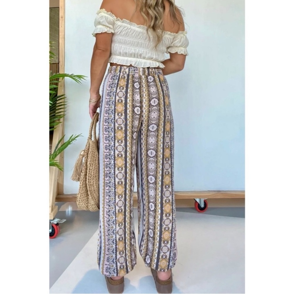 Pol Patchwork Print Called Out Boho Jogger Pants … - image 4